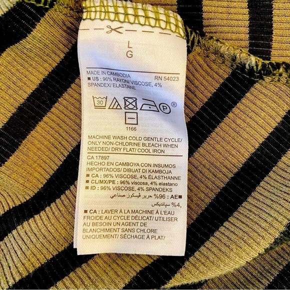 Old Navy women size Large short sleeve olive green black knit stripe midi dress - Picture 4 of 6